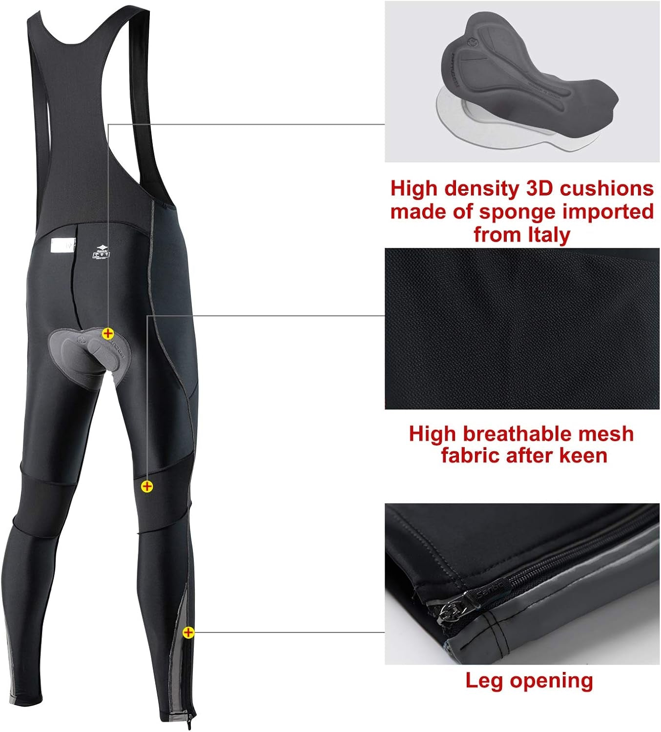 Cycling Bib Tights Men Padded Cycling Bib Pants Long Padded with Pocket