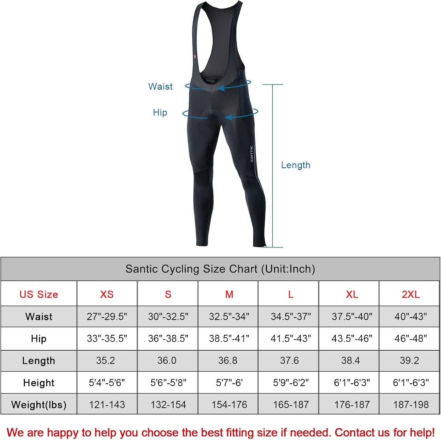 Cycling Bib Tights Men Padded Cycling Bib Pants Long Padded with Pocket